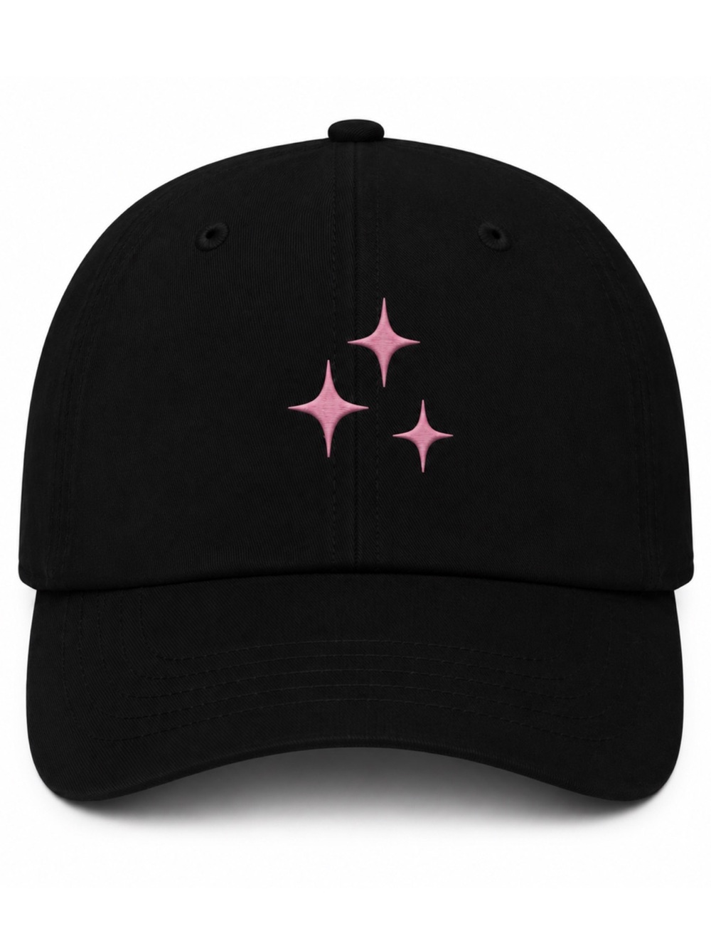 💖Pink Sparkle Embroidered Black Baseball Cap Adjustable Unisex Aesthetic Hat